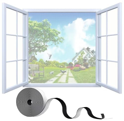 Bianco finestre della zanzariera,W95 x H115cm tende antimosche per finestra,zanzariera,senza foratura,installazione adesiva,per finestre da tetto