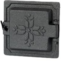 Gusseisen Ofentür 14,5 x 14,5 cm, Handgefertigte Inspektions Tür, Aschenbehälter Tür, Kleine Ofentür, Hitzebeständig – Premium Tür für Kaminofen mit Montierwellen (Schwarz)