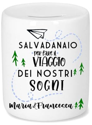 Pubblidea Centro Stampa Salvadanaio Apribile in Ceramica Personalizzato, Made in Italy - Personalizzabile con Foto e Frase - Idea Regalo Uomo Donna, San Valentino, Natale, Anniversario, Compleanno