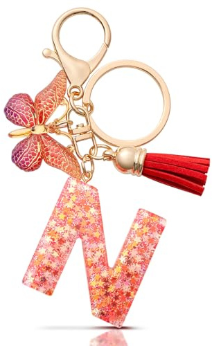 MORSUNBELA Buchstabe Schlüsselanhänger Mädchen mit Anfangsbuchstabe | Buchstaben Schlüsselanhänger mit Anfangsbuchstabe personalisierter Anhänger für Schlüssel als Geschenk für Frauen Damen