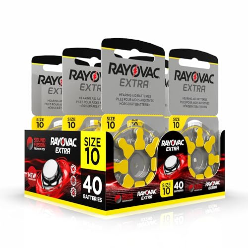 Hearing360 40 Rayovac Extra Model 10 Hearing Aid Batteries, Extra Long Life, Universal Compatibility, Mercury-Free (10 Blister Packs of 8)