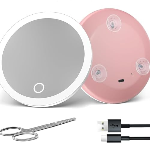 Yooghuge Ventosa Ingrandimento Occhiali Viaggio Trucco Cosmetico Portatile Con Illuminazione Per Viaggi E Bagno Uso Potente Ventosa