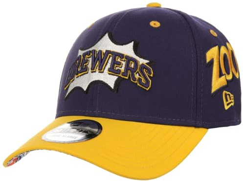 New Era 39Thirty Brewers Zoom Cap Basecap Baseballcap Fullcap MLB Milwaukee Damen/Herren - mit Schirm, Hinten geschlossen, Schirm Frühling-Sommer