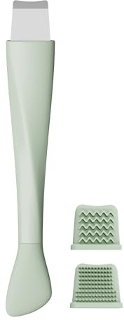 Vangines Blackhead Remover Tool, Stainless Steel Face Scraper, Skin Scrubber Face Spatula for Deep Cleansing, 3-in-1 Skin Care Tool with Blackhead Scraper, Mask Applicator & 2 Silicone Heads (Green)