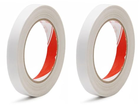 Xelmorant 2 Rolls Double Sided Fabric Tape, 15mm×15m Self-adhesive Tape, Hemming Tape, Double Sided Carpet Tape for Multi-use, Clothing, Furniture Fixation, DIY Crafts