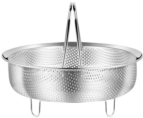 Linnkyfloa Insert vapeur en acier inoxydable, qualité 304, design large panier, compatible avec casseroles et autocuiseurs, argent, 22 cm (taille M)