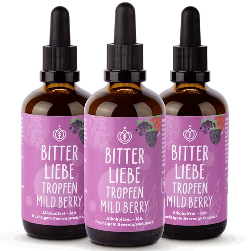 BitterLiebe - Gocce amare Mild Berry - Acidi amari analcolici a goccia con sapore di frutta - Carciofo e dente di leone per la digestione* - contro le voglie * - Vegan & Made in Germany (3)