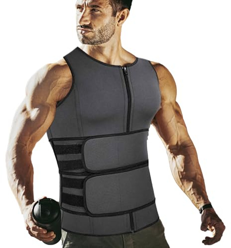 Generico Body Shaper Da Uomo - Camicia A Compressione Fitness Rinforzata Con Doppia Cintura | Addome Dimagrante Regolabile Canotta Sportiva Gilet Confortevole Traspirante Modellante Per La Corsa