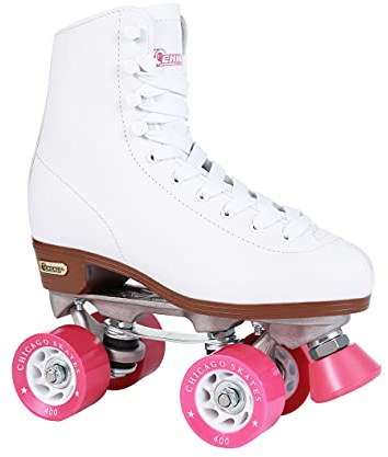 CHICAGO Skates Premium White Quad Roller Skates for Women and Girls Beginners Classic Adjustable High-Top Design for Indoor or Outdoor Skates and Roller Derby