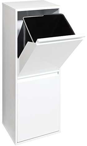 ARREGUI Basic CR201-B Waste Separation and Recycling Bin in steel with 2 buckets, 2 x 17 L (34 L), trash can, recycling cabinet, white