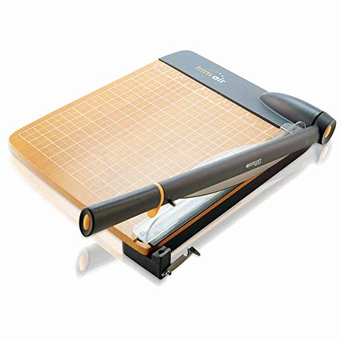 Westcott TrimAir Papierschneider 15 (38 cm), Premium Schneidemaschine mit Holzkern und titanbeschichteter Klinge, Hebelschneider inkl. Raster & Maßskalen für bis zu 30 Blatt, 15107