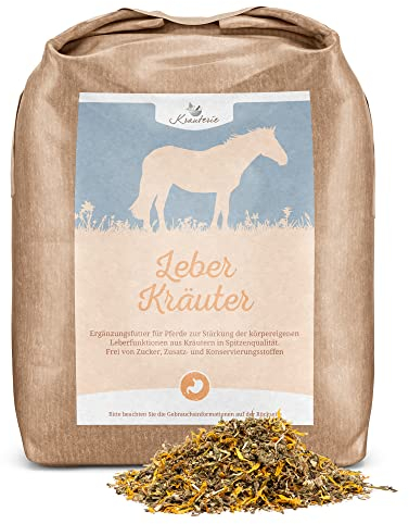Krauterie Leber Kräuter für Pferde in Spitzenqualität (2000 g) - Artgerechtes Ergänzungsfutter frei von Zusätzen, zuckerfrei, melassefrei, getreidefrei