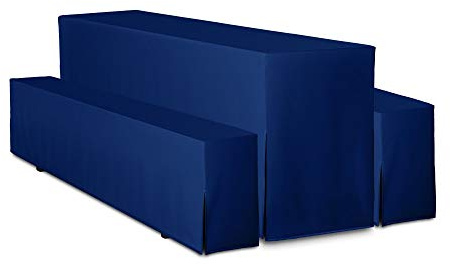 2er Pack Hussen für Bierzeltgarnitur PREMIUM 3tlg Set. (Blau, Breite: 70cm)