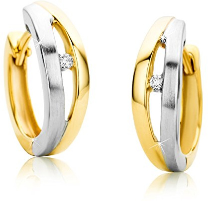 Orovi Orecchini Donna Oro Bicolore 9KT Orecchini a Cerchio e Diamanti naturali, gioiello anallergico confezionato in un elegante astuccio portagioie