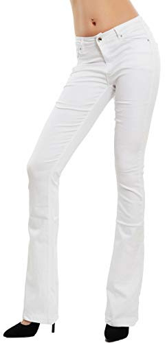 Toocool Jeans Femme Taille Haute Push Up – Pantalon Patte d'Éléphant Évasé F36-M6129 [L, Blanc]