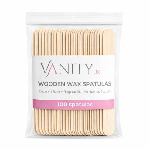 Vanity UK 100 pcs Wooden Wax Spatulas Disposable Salon Professional Quality Waxing Sticks Applicators Suitable For Warm and Hot Depilation Body Hair Removal
