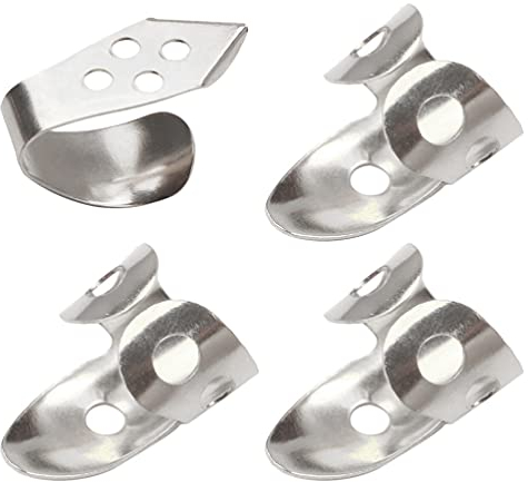 MILISTEN Gitarrenzubehör 4PCS Daumen Finger Picks Plektrum Banjo Gitarre Finger Thumb Picks Edelstahl Einstellbare Banjo Ukulele Plektren Silber Bassgitarren