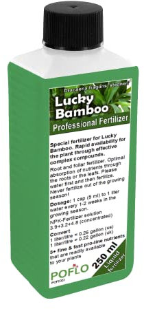 POFLO Concime Lucky Bamboo Lucky Bamboo, linea professionale di fertilizzante completo HIGH-TECH NPK speciale per la concimazione del bambù Dracaena sanderiana (250ml)
