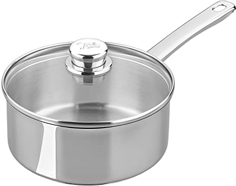 Tala Performance 20cm Stainless Steel Saucepan with Glass Lid, Premium 18/10 Mirror Polished Cookware Made in Portugal, Induction Compatible, Energy Efficient, Non-Toxic, 25-Year Guarantee