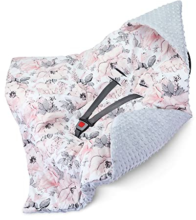 Einschlagdecke Babyschale Baby Decke 90x90 cm - Fußsack Blanket für Kinderwagen und Autositz Ganzjahres für Neugeborenen und Kleinkinder Einschlagsdecken für 3 und 5 Punkt Gurt Minky Oeko-Tex
