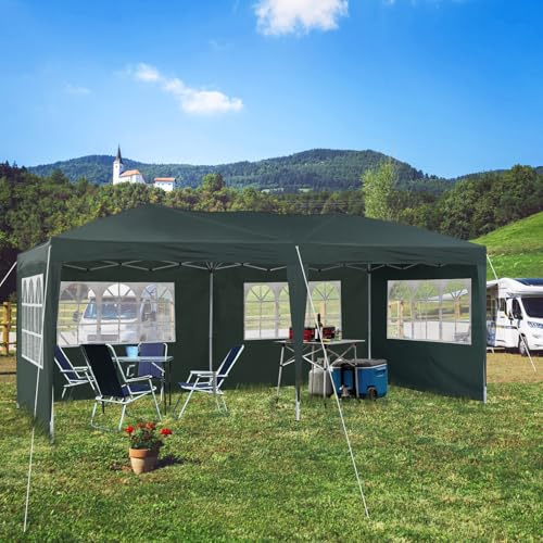 TUKAILAi 3x6m Pop Up Gazebo with Sides, UV-Resistant Marquee Garden Party Tent with Height Adjustable, for Outdoor, Garden, Camping, Festivals and Weddings (Carry Bag Included)