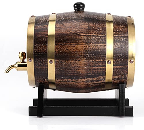 Syrisora Barile di legno barile contenitore barile di vino barile 3L retrò legno di quercia vino rosso brandy whisky barile barile secchio contenitore con rubinetto