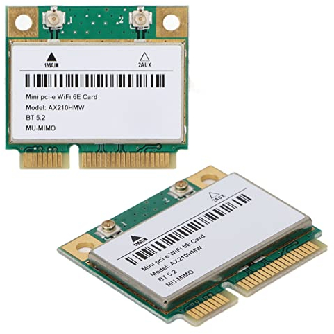 Tarjeta Inalámbrica WiFi 6E, AX210HMW Tarjeta Inalámbrica Mini PCIe para PC, Bluetooth 5.2 2.4G/5G/6G Tri-Band 5374Mbps Adaptador de Red para Linux, para Chrome OS