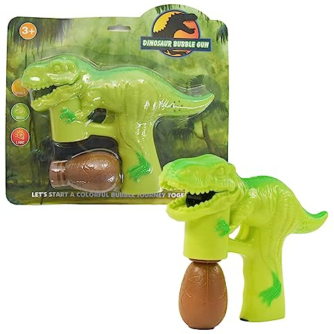 Kögler 50243 – Dinosaurie tvålbubbelpistol för barn, T-Rex motiv i grönt – magiskt kul med ljus och ljud