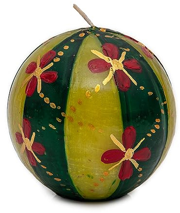 Kapula Bougie boule sud-africaine – Commerce équitable – Bougie festive peinte à la main – Motif Noël – 8 cm