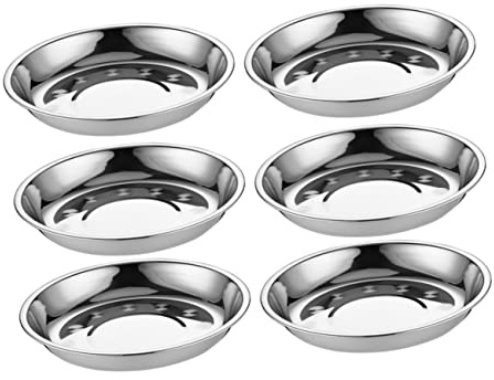 MAGICLULU 6piezas Platos Redondos Acero Inoxidable Para Barbacoa Bandejas Multifuncionales Para Servir Alimentos Almacenamiento y Banquetes Superficie Pulida Brillante