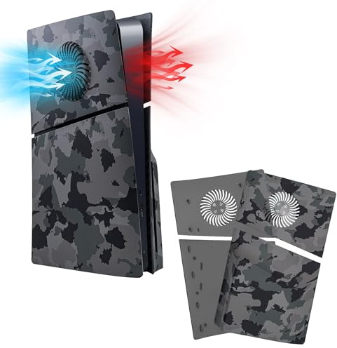Mcbazel PS5 Slim Faceplate Remplacement ABS Housse de Protection de Façade Accessoires de Ventilation pour PlayStation 5 Slim Disc Edition - Camouflage(Non pour PS5/PS5 Pro)