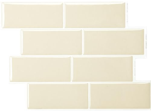 Smart Tiles Klebefliesen Küche und Bad – Metro Beige, Fliesenaufkleber 3D, Küchenrückwand Selbstklebend, Wandpaneele, 5 Fliesen (29,36x21,29 cm), Einfach zu Montieren, Wasserfest, Made in Kanada