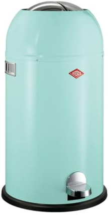 Wesco Poubelle Kickmaster de couleur vert menthe, tôle d'acier revêtue par pulvérisation, amortisseur intégré, volume de 33 litres, grande ouverture