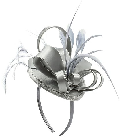 KANGQL Fascinator, eleganter Fascinator für Damen, Cocktail, Teeparty, Kopfbedeckung, exquisiter französischer Fascinator für Hochzeit, Grau