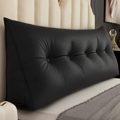 DLLDLGG Kissenrolle Zum Lesen Und Entspannen, Keilkissen für Das Kopfteil, Kopfteilkissen Mit Abnehmbarem Bezug, Kingsize-Größe: 78,8 X 7,8 X 19,6 Zoll, Weiß(Black,6 Buckles)