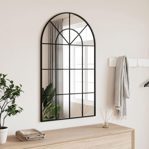 Iiaky Espejo de Pared Arco de Hierro Negro 60x100 cm Espejos Recibidores Espejo Recibidor Espejos De Ventana