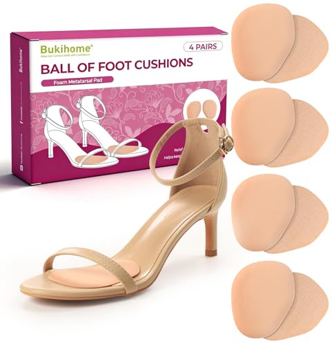 8 Pieces Demi Semelles Chaussures Femme - Bukihome Coussinets métatarsiens antidérapants pour talons hauts, sandales, mariage, fête, couleur rose