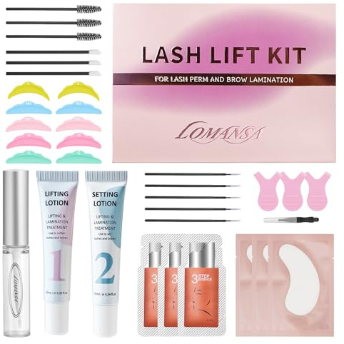 Lomansa Wimpernlifting Set, Lash Lifting Set, Leicht zu Drückendes Tubendesign, Anfängerfreundlich, 15 Anwendungen, bis zu 6 Wochen Locken