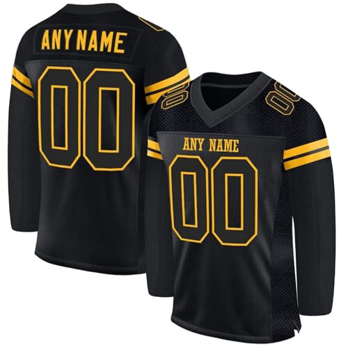 Generisch Personalisiert American Football Trikot Individuelles Name Nummer Spieltrikots Schnelltrocknend Rugby Trikots Damen Herren Junge Mädchen Kinder Sport Oberteil Atmungsaktiv Langarm T-Shirts