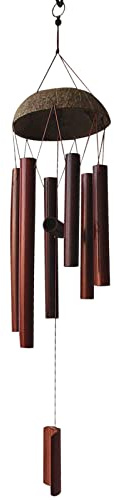 Bambuswindspiel, 5 Röhren Bambus Kokosnussschale Wind Chimes Wind Glockenrohre Holz Wind Glockenspiele mit Bambuswind -Glockenspiel für Innenhof und Gartendekoration (BROWN)