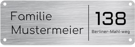 WIENS3D Türschild mit Gravur | Edelstahl Namensschild - Klingelschild - Gartenschild personalisiert für Briefkasten | Büroschild - Grabschild - Bankschild - Stallbox - Hundehütte | (150x50_Adresse)