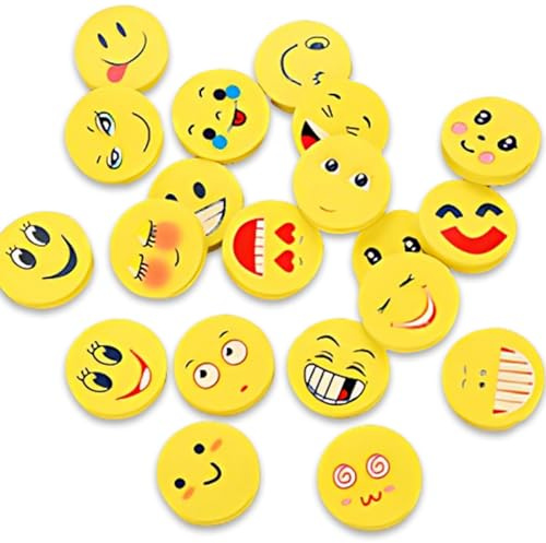 HABNI 60 Pezzi Gomme da Cancellare Per Bambini, Smiley Divertenti Gomme,Emoticon Gomma Cancellare, per Festa Bambini Compleanno Battesimo Natale Regalo, Stili Randomizzati