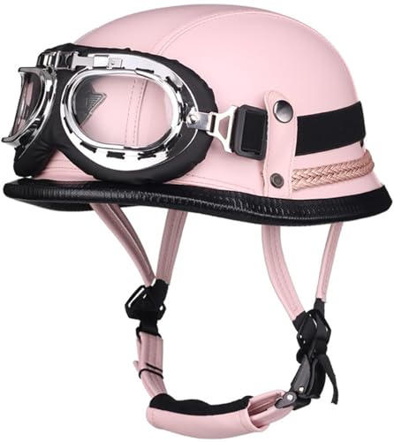 Casque Moto Vintage Casques Jet avec Visière Casques Bols Casque Mobylette avec Lunettes Homologué Dot/ECE Rétro Demi Casque Moto Vélo Scooter Chopper pour Adultes Homme Et Femme 4,XXL