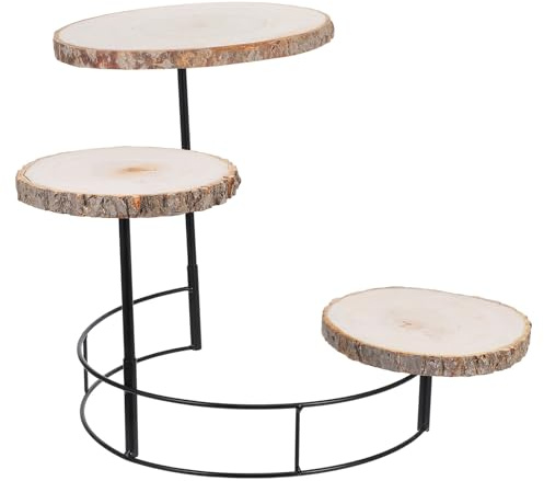 NIYANGLE Alzata per Dolci in Legno Stile Campagna Piani Supporto Multifunzionale per Cupcake e Frutta Espositore per Feste e Giardino Stand Decorativo per Piante e Dessert
