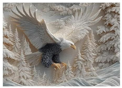 The Carved Eagle Jigsaw Puzzle, 1000 Pieces Majestic Bald Eagle Puzzle Game Challenging Bald Eagles Puzzles Wildlife Design For Nature & Wildlife Lovers Family Friends