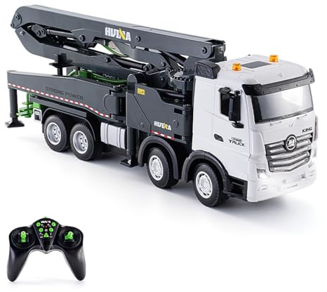 Pretfy Jouet de Camion Pompe à Béton, Matériau de qualité Supérieure, Technologie Télécommande Avancée, Conception Réaliste pour Garçons et Enfants, Véhicules Construction Moulés sous Pression (Gris