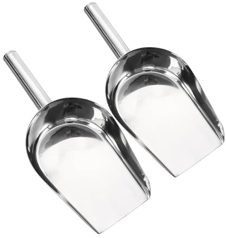 jojofuny Lot de 2 Pelles à Glace en Acier Inoxydable Petite Taille Fond Plat Pelle Polyvalente pour Glaçons Farine Noix la Cuisine Domestique et Buffet