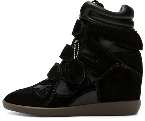 Dsevht Hidden Wedge Sneakers for Women High Top Fashion Sneaker Suede High Heel Platform Tennis Triple Strappy Band Casual Vintage Dressy Comfy Campus Trendy Retro Sneaker