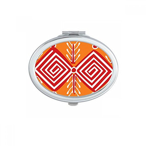 DIYthinker Orange Red Line Mexiko Totems Antike Kultur Zeichnung Oval Compact Make-up Taschenspiegel Tragbare Nette kleine Hand Spiegel Geschenk