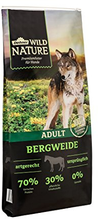 Dehner Wild Nature Hundetrockenfutter Bergweide | Premium Trockenfutter | getreidefreies Hundefutter mit Pferd | für ausgewachsene Hunde | hoher Fleischgehalt | für sensible Hunde | Adult | 12 kg